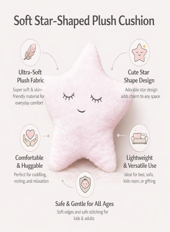 Humpy Hare Soft Plush Star Pillow Toy| Cot Cushion & Playtime Soft Toy for Kids, Children, and Babies | Stuffed Plush Pillow | White |Pack of 1 - Image 4